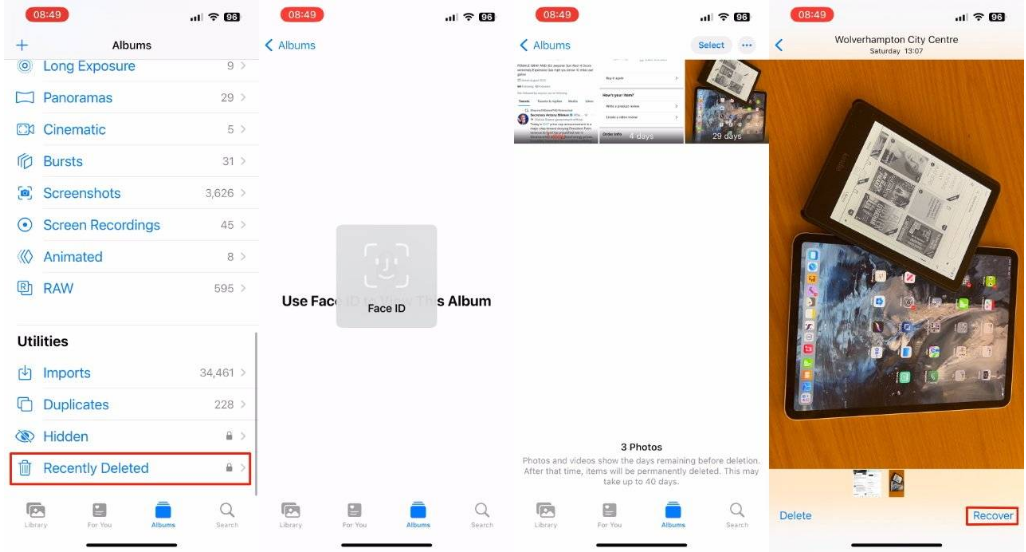 龙门镇苹果14维修分享 iPhone14 上恢复已删除的照片 