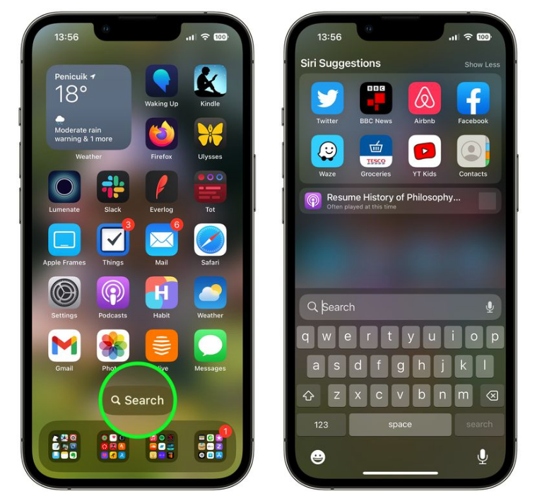 龙门镇苹果手机维修分享升级到 iOS 16 后，如何删除主屏幕上的搜索按钮 